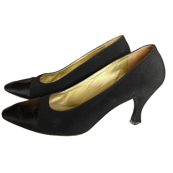 Bruno Magli Suede Satin Toe Heels Vintage - Picture 1 of 12